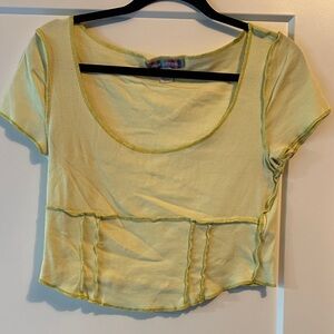 Urban Outfitters Light Yellow Scoop Neck Blouse